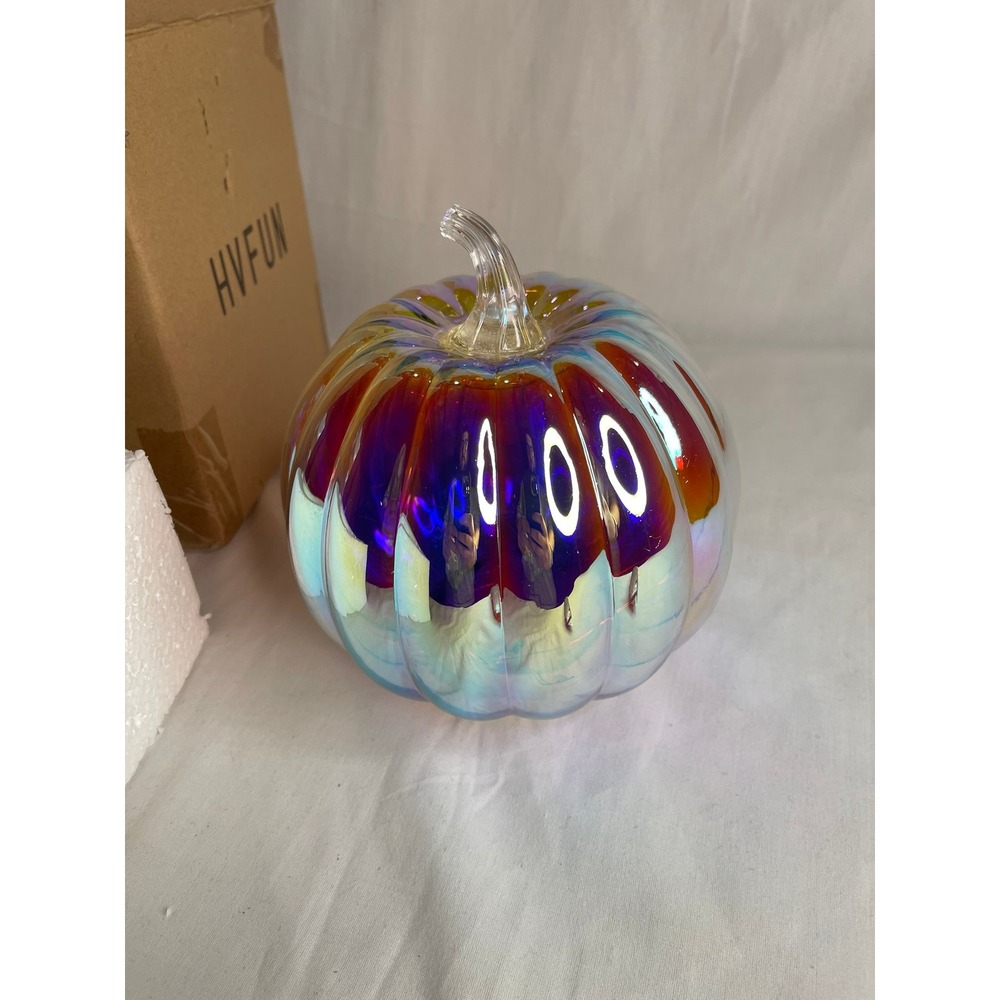 hvfun Colorful Mercury Glass Pumpkin with Built-in LED Light and Timer NEW - Picture 2 of 5